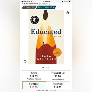 NWT NYT Bestseller Educated: A Memoir Hardcover
